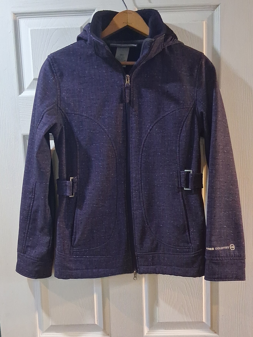 Free Country Women's Hooded Heathered Purple Rain Jacket
